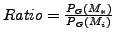 $Ratio = \frac{\ensuremath{P_G(\ensuremath{{M_*}} )} }{\ensuremath{P_G(\ensuremath{{M_i}} )} }$